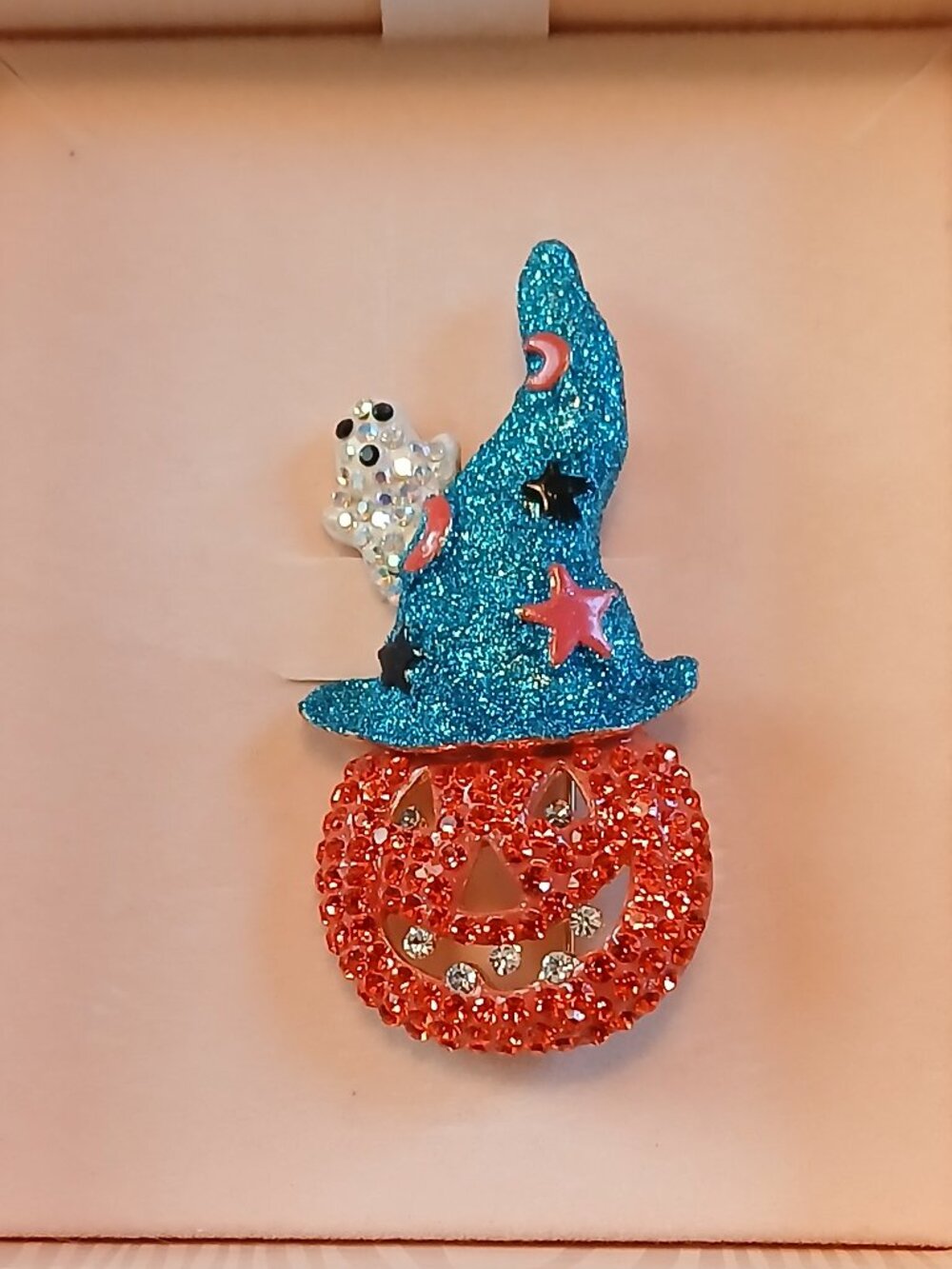 Awesome Halloween Rhinestone Pumpkin Pin